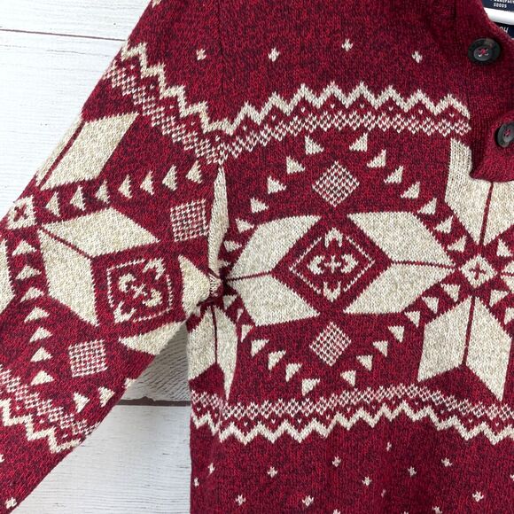 American Eagle Outfitters Sweater Red Aztec size S Fair Isle Quarter Henly - Picture 3 of 8